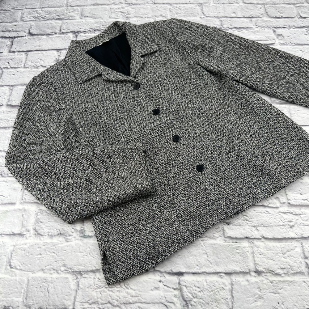 Christopher & Banks Womens XL Black White Textured Tweed Blazer Jacket Business